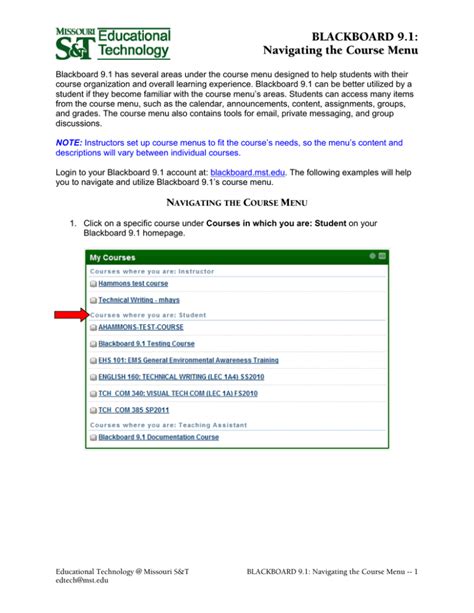 mystthom blackboard|Blackboard 9.1 Navigating Your Course .